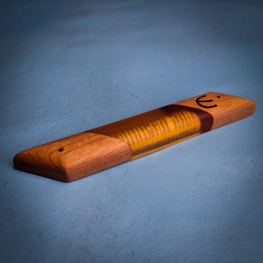 Orange Diagonal Wood and Resin Window Mezuzah