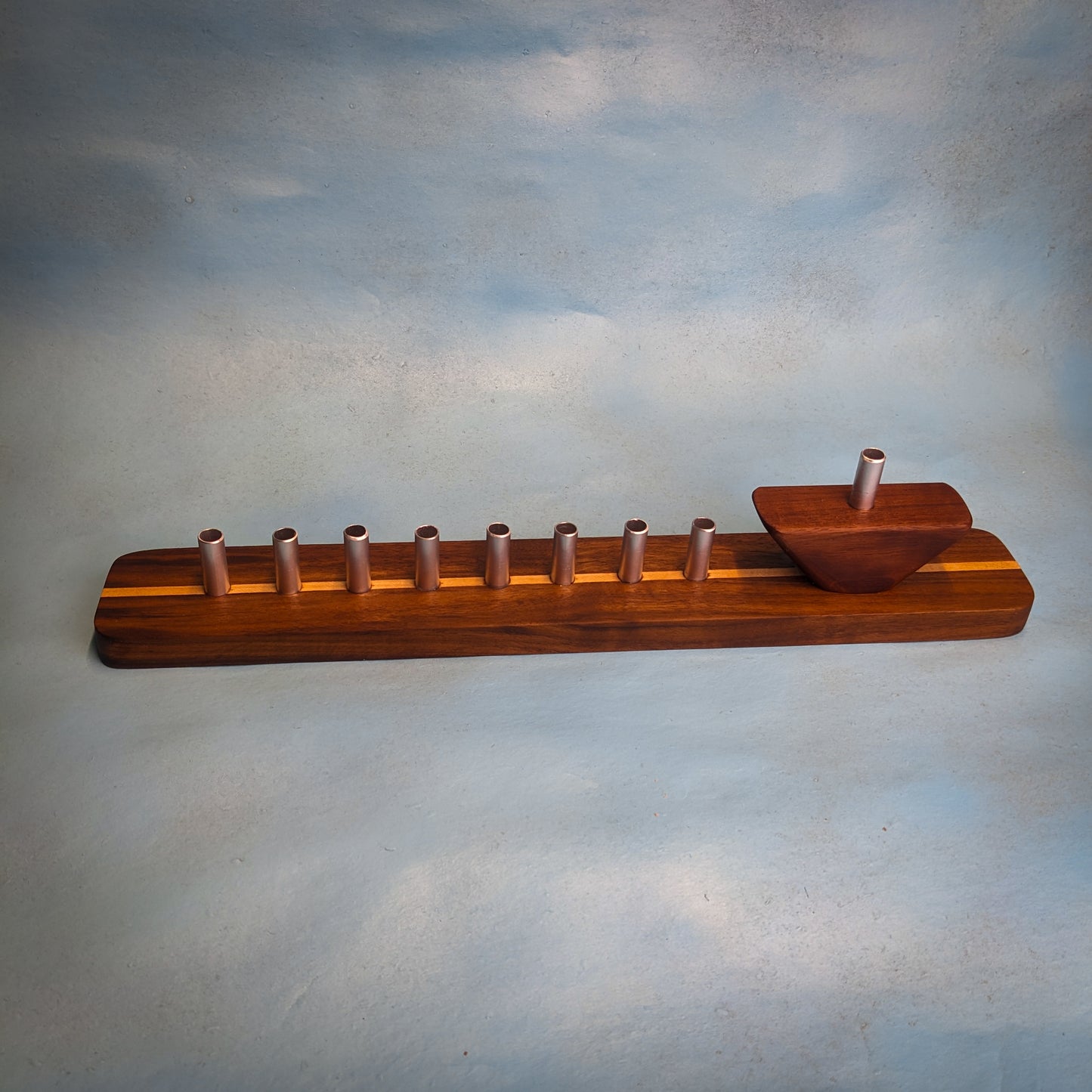 Wood Hanukkiah (walnut with maple stripe)