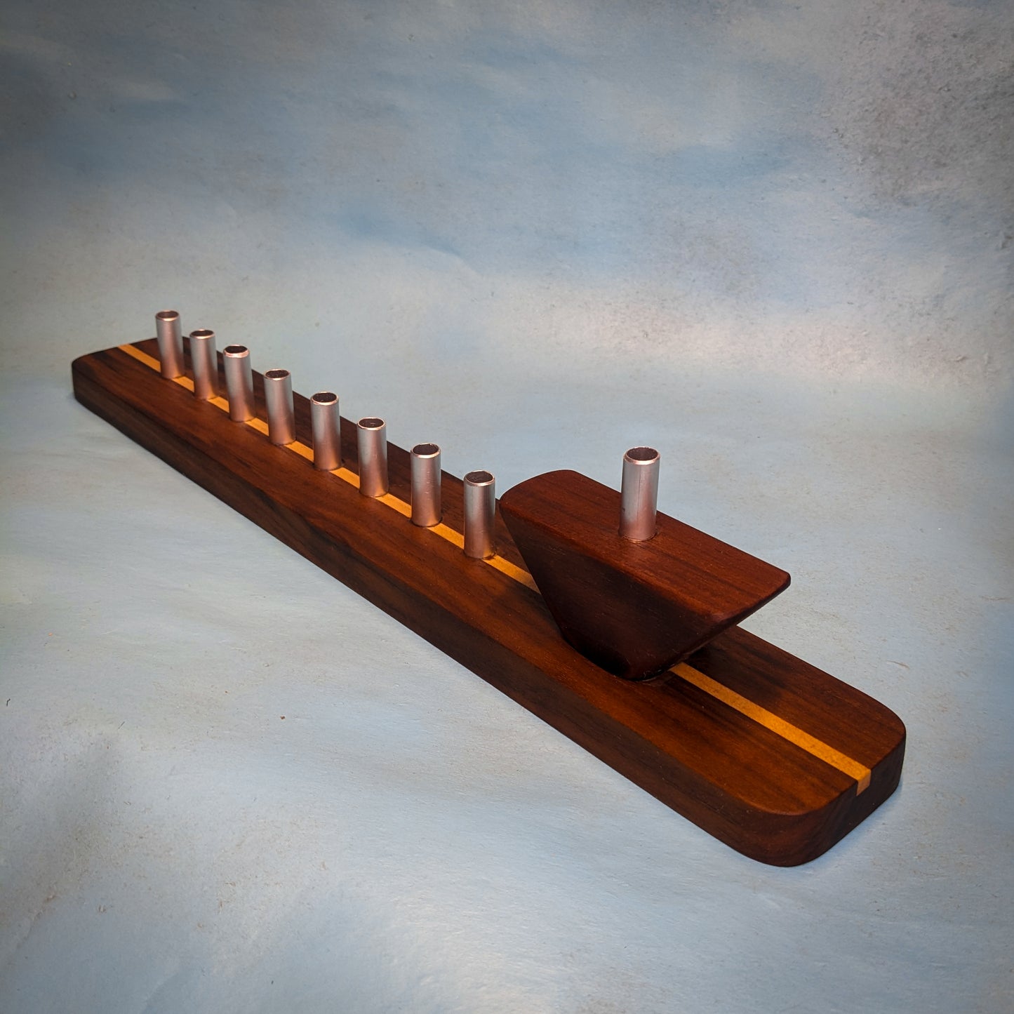 Wood Hanukkiah (walnut with maple stripe)