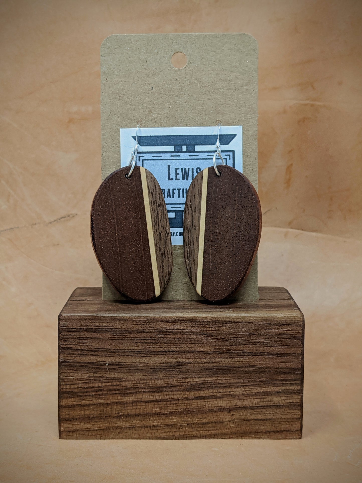 Mahogany Oval Dangle Earrings