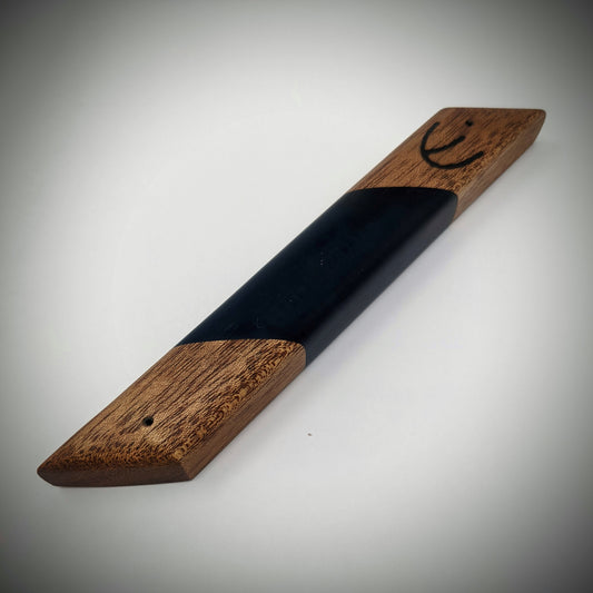 Deep Blue Diagonal Wood and Resin Mezuzah
