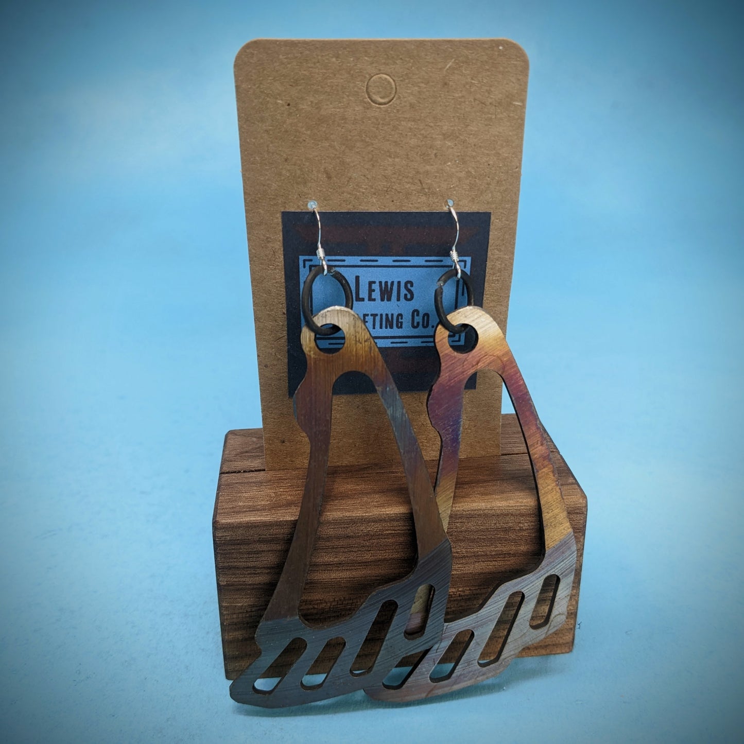 Rainbow Disk Brake Wedge Earrings