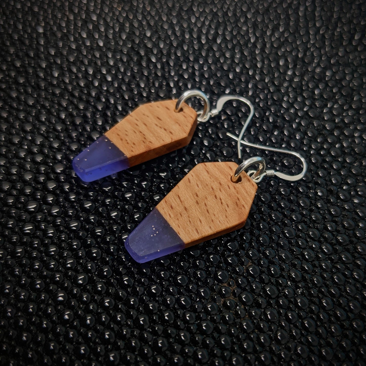 Purple Coffin Dangle Earrings