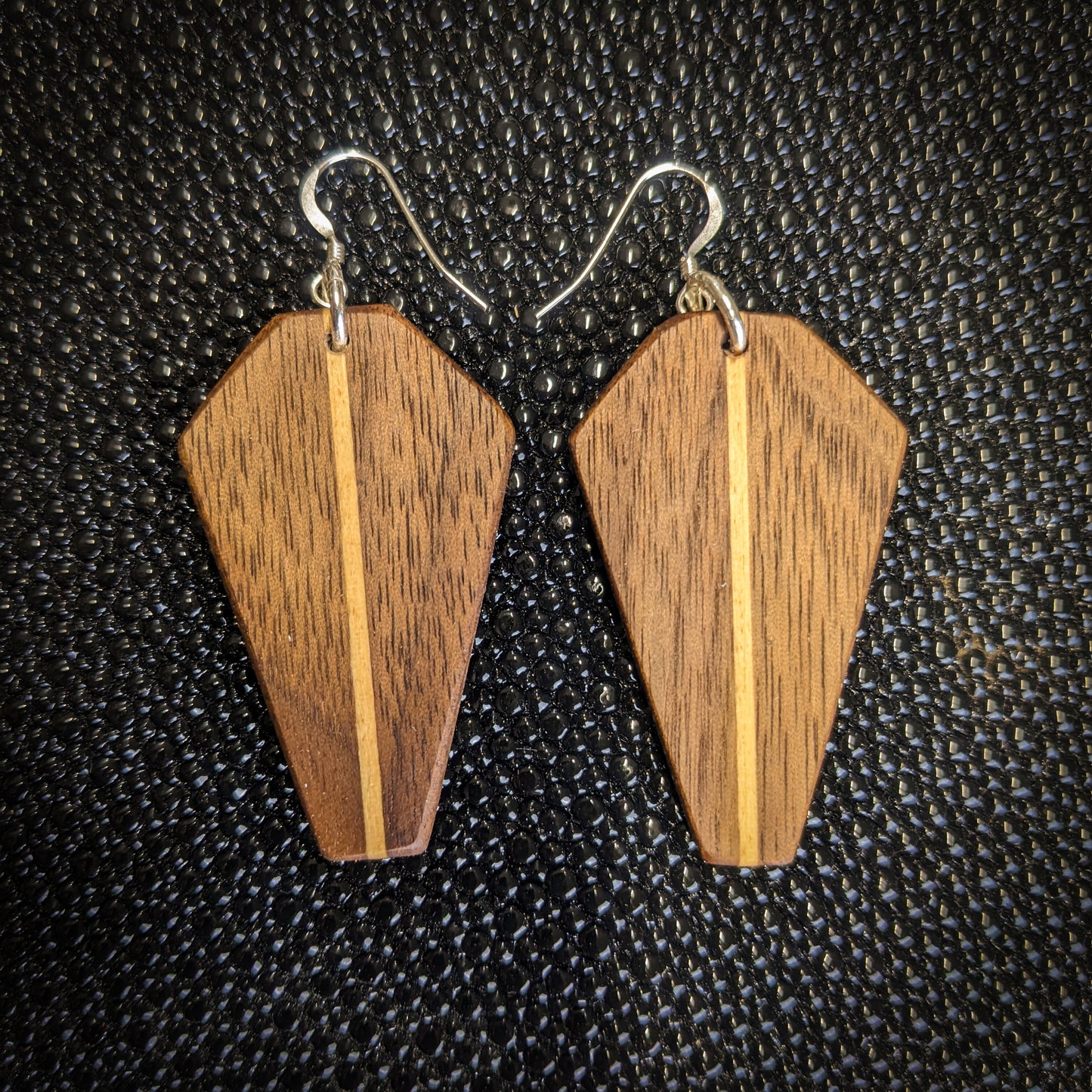 Walnut Coffin Dangle Earrings
