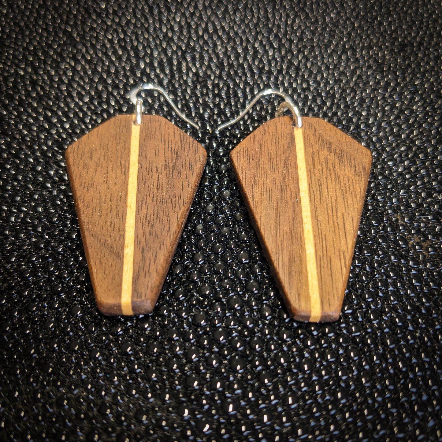 Walnut Coffin Dangle Earrings
