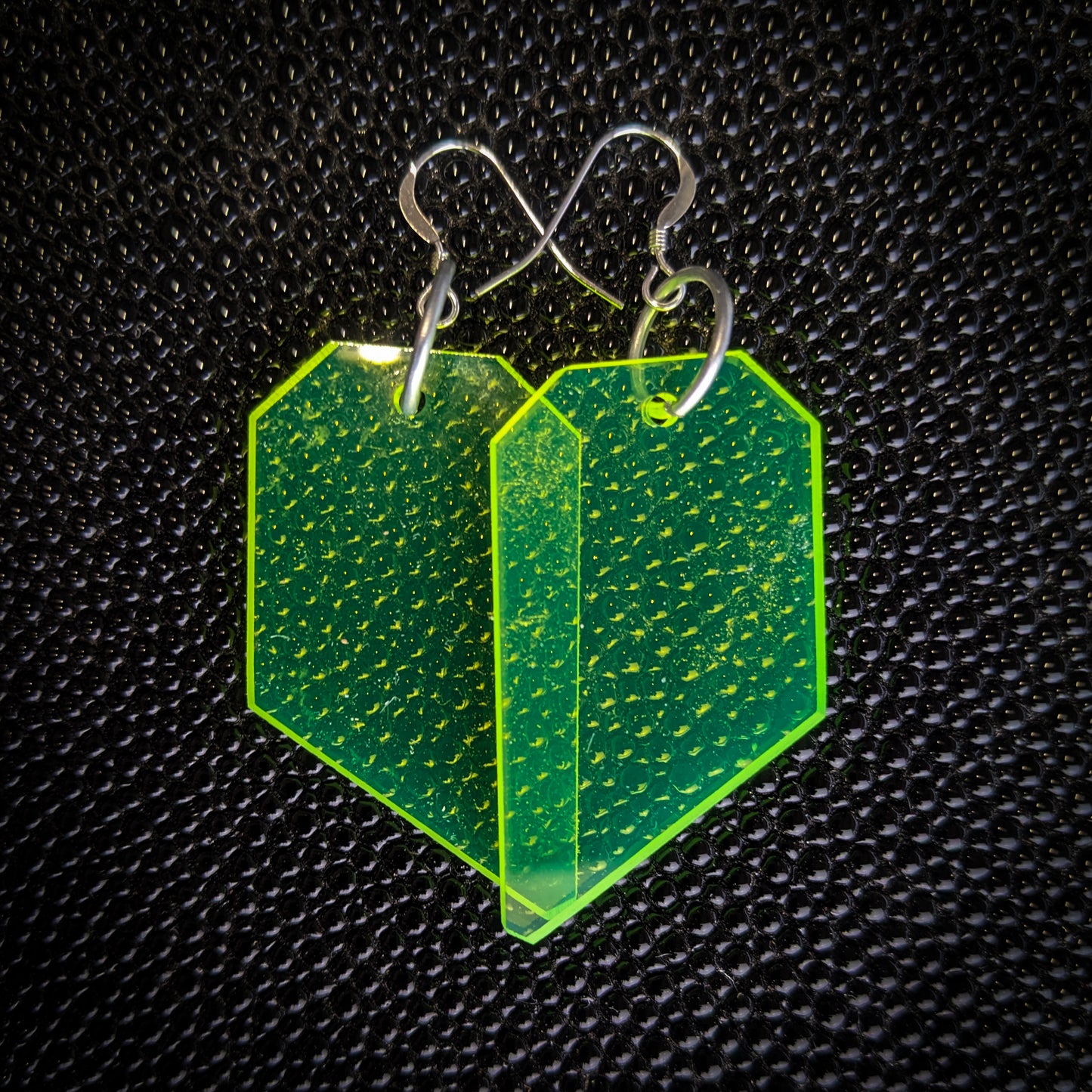 Short Neon Green Shard Dangle Earrings