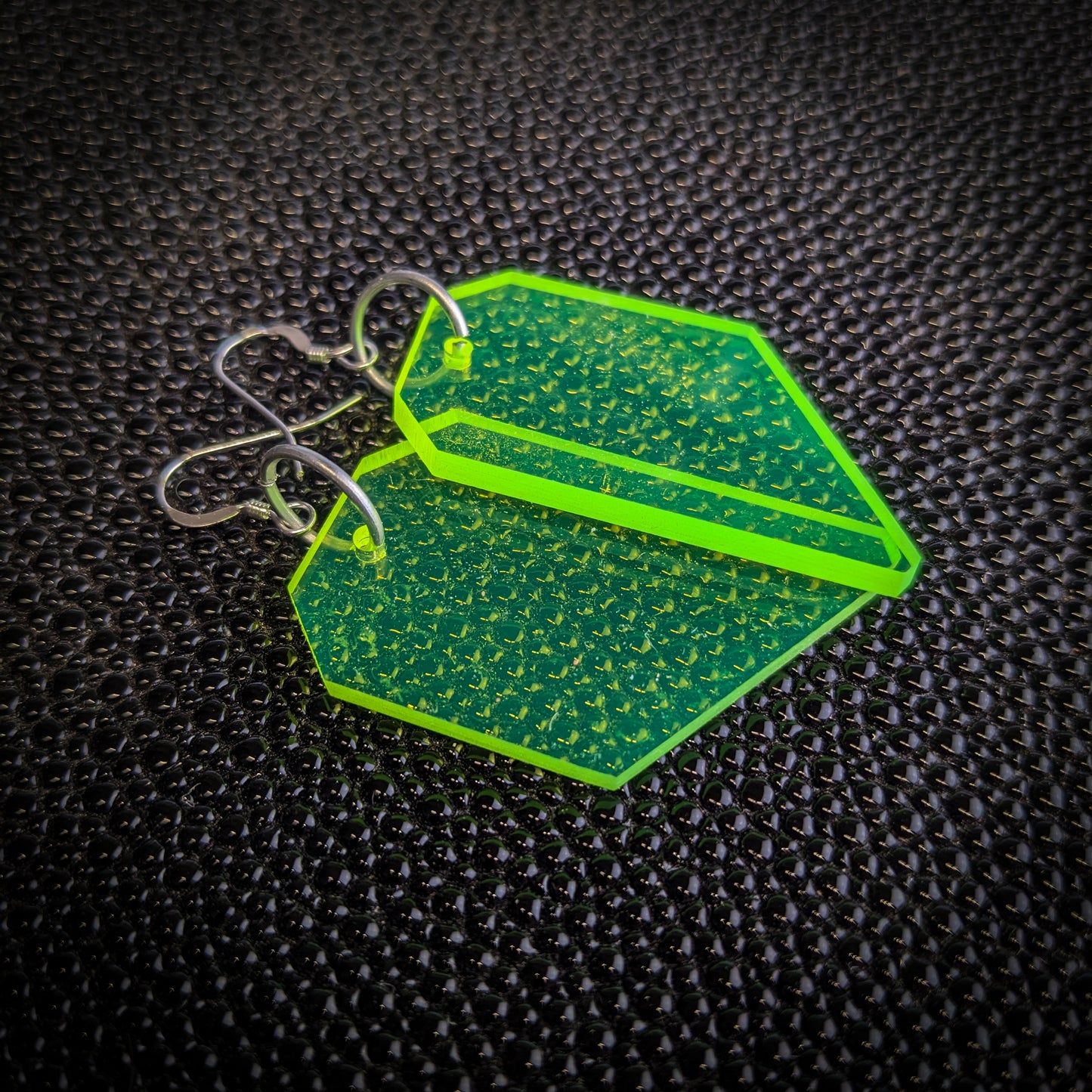 Short Neon Green Shard Dangle Earrings