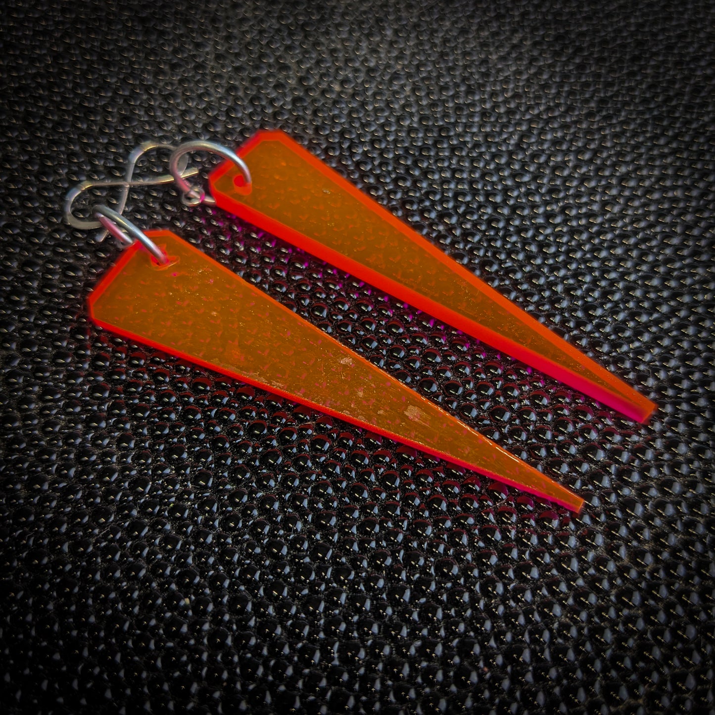 Neon Orange Narrow Triangle Dangle Earrings