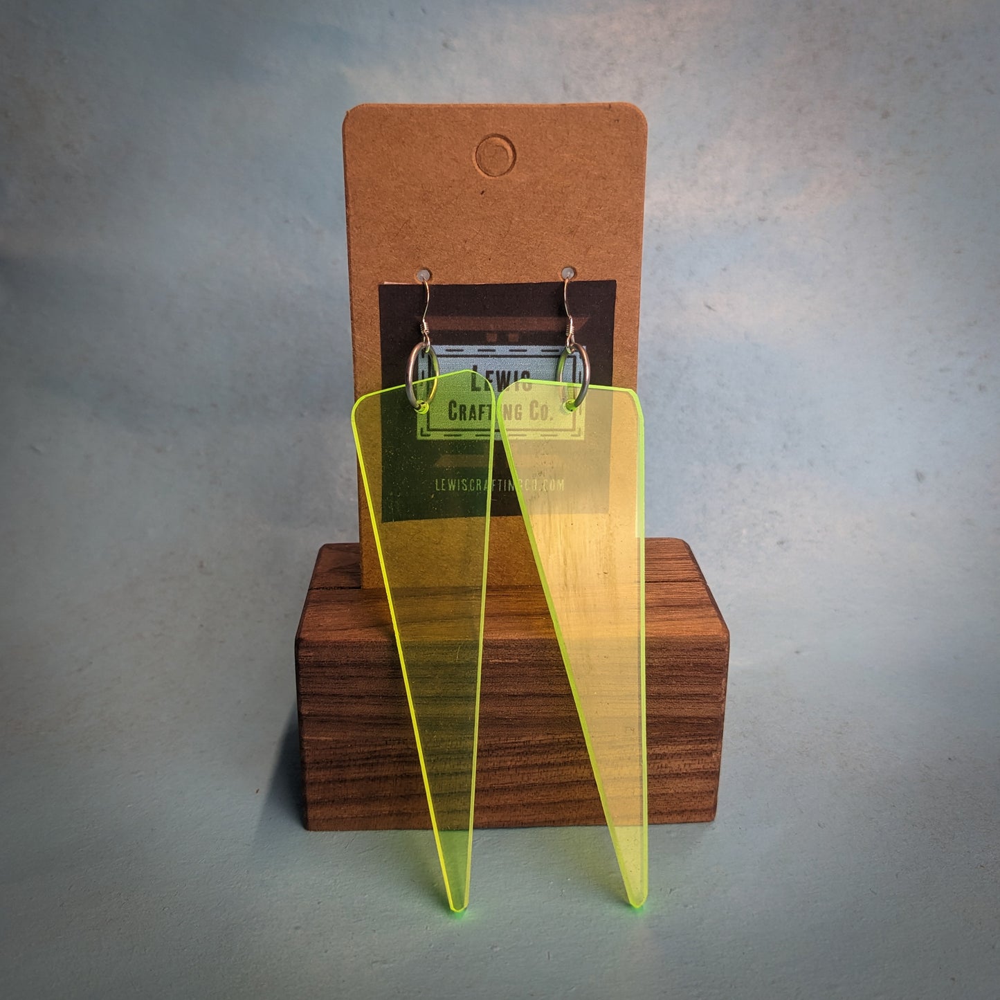 Neon Green Triangle Dangle Earrings