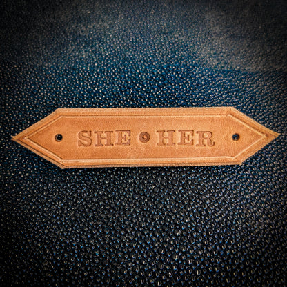 Leather Pronoun Badge