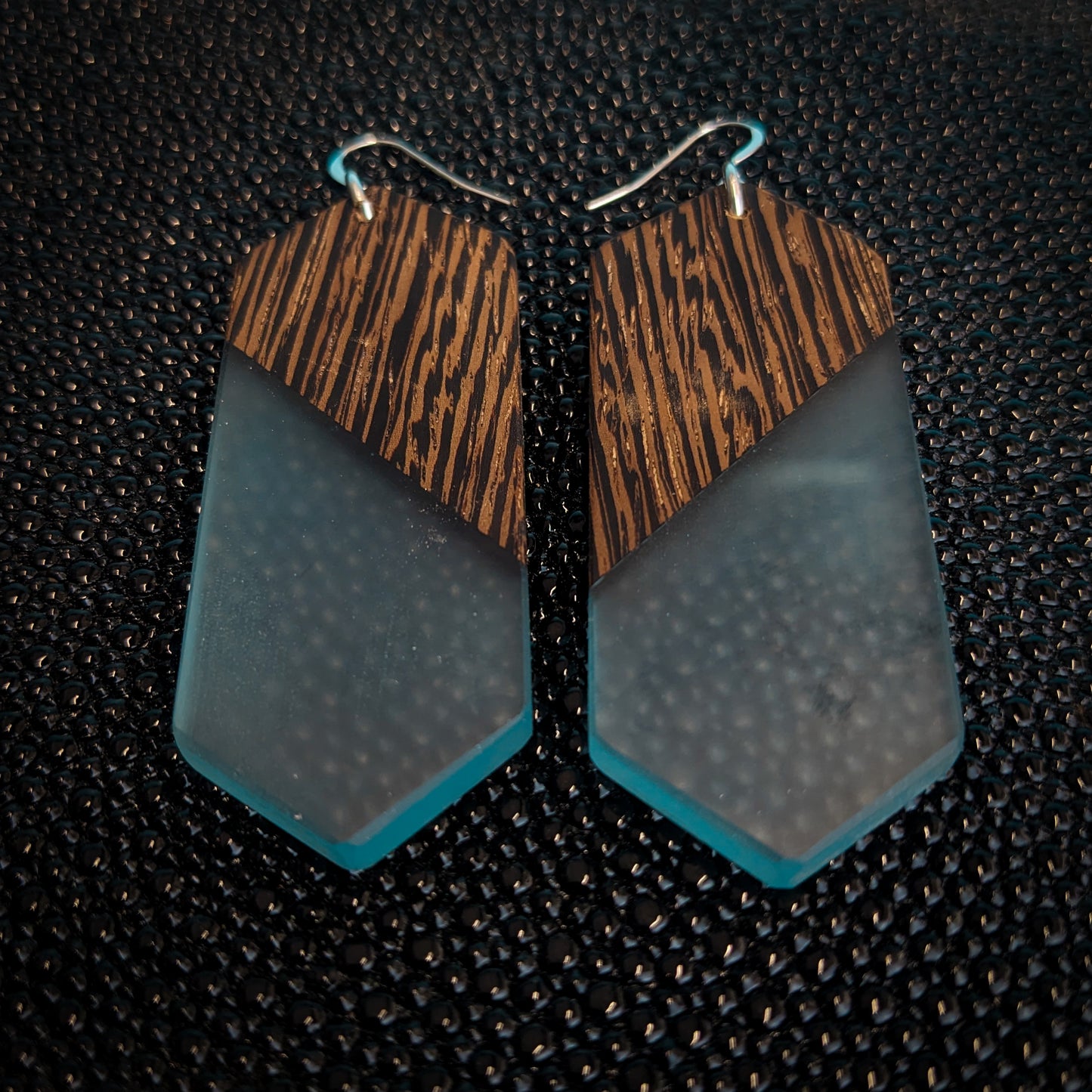 Wenge Glass Blue Dangle Earrings