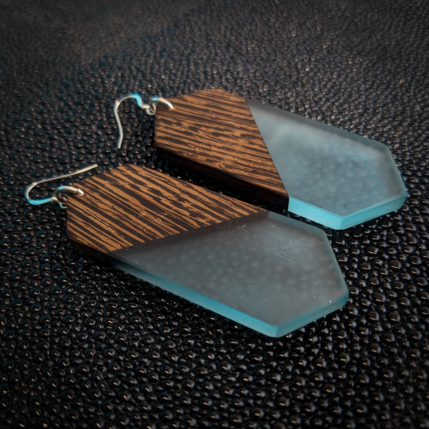 Wenge Glass Blue Dangle Earrings