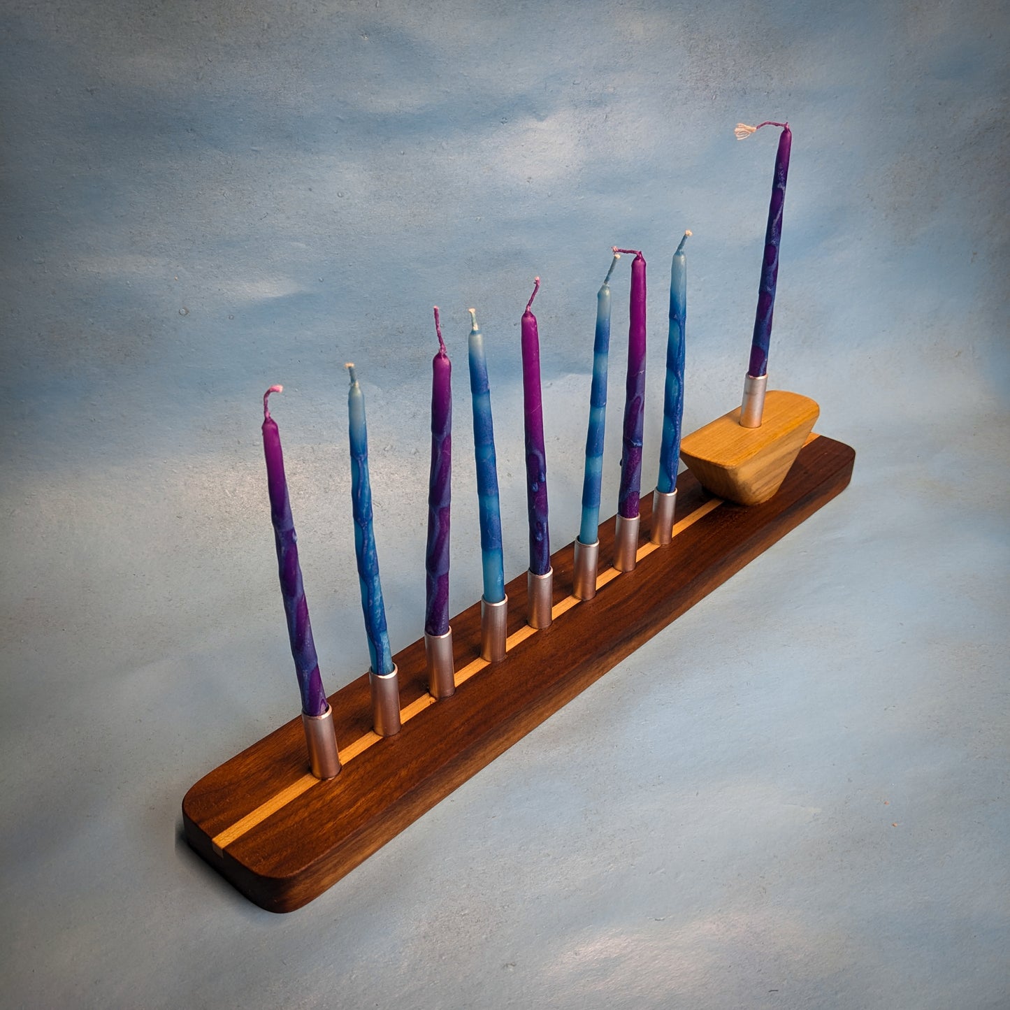 Wood Hanukkiah (walnut and maple)