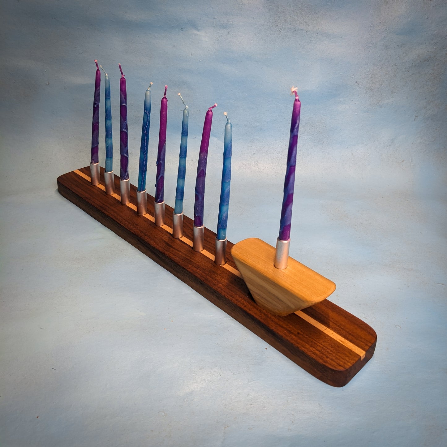 Wood Hanukkiah (walnut and maple)