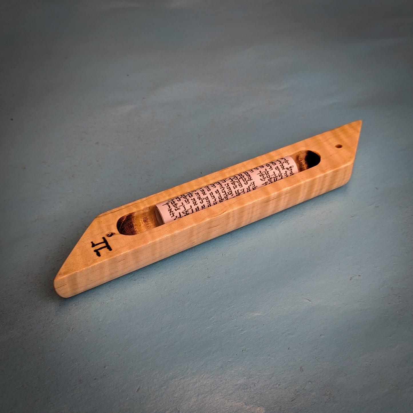 Curly Maple Diagonal Wood Mezuzah