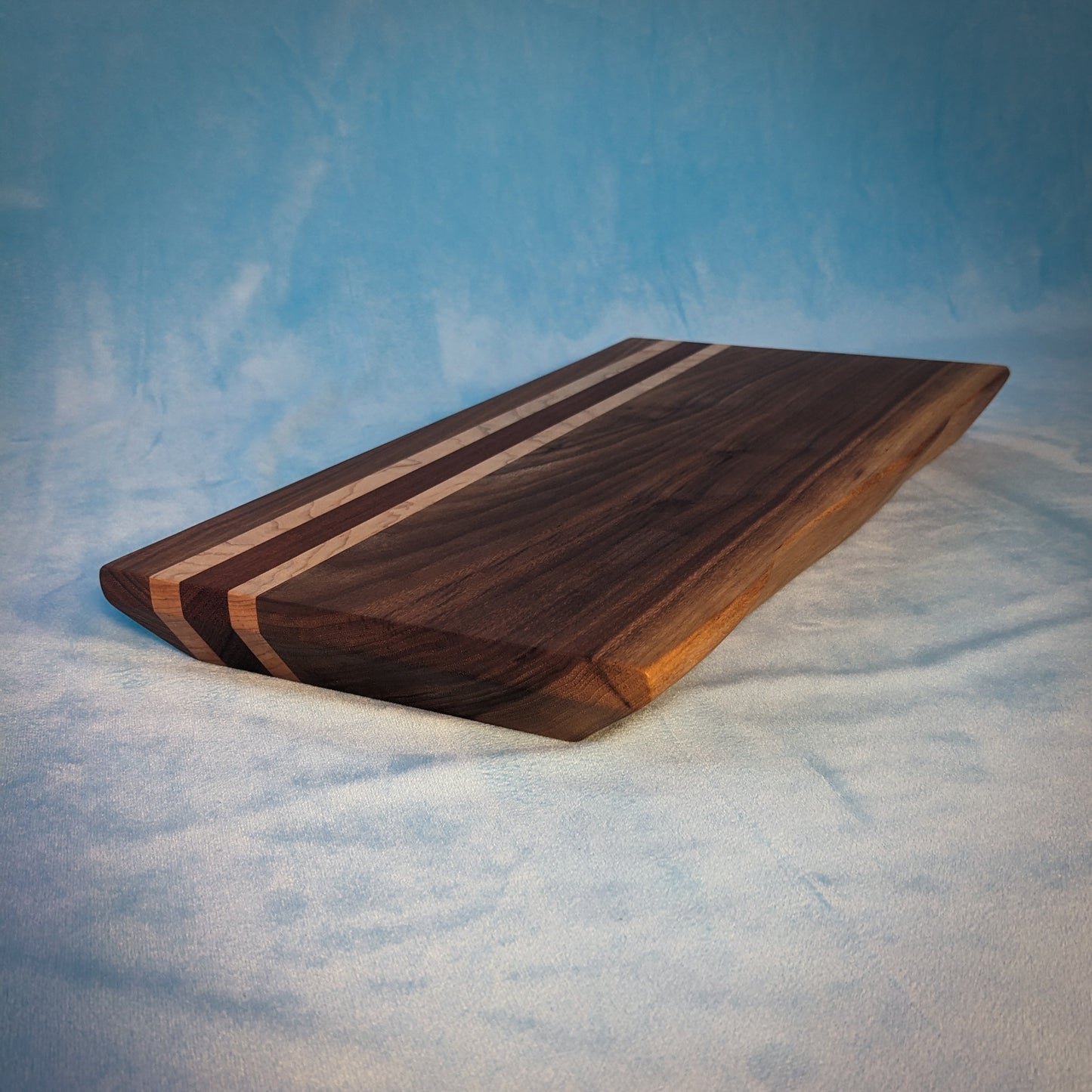 Thin, Striped Live Edge Walnut Cutting Board