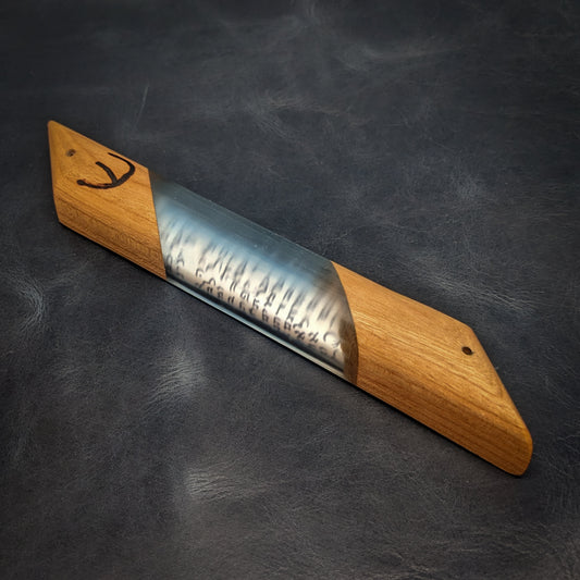 Light Blue Cherry Wood and Resin Window Mezuzah