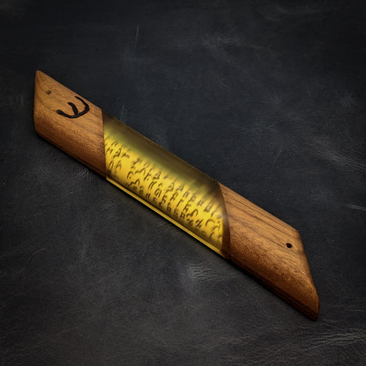 Yellow Walnut Wood and Resin Window Mezuzah