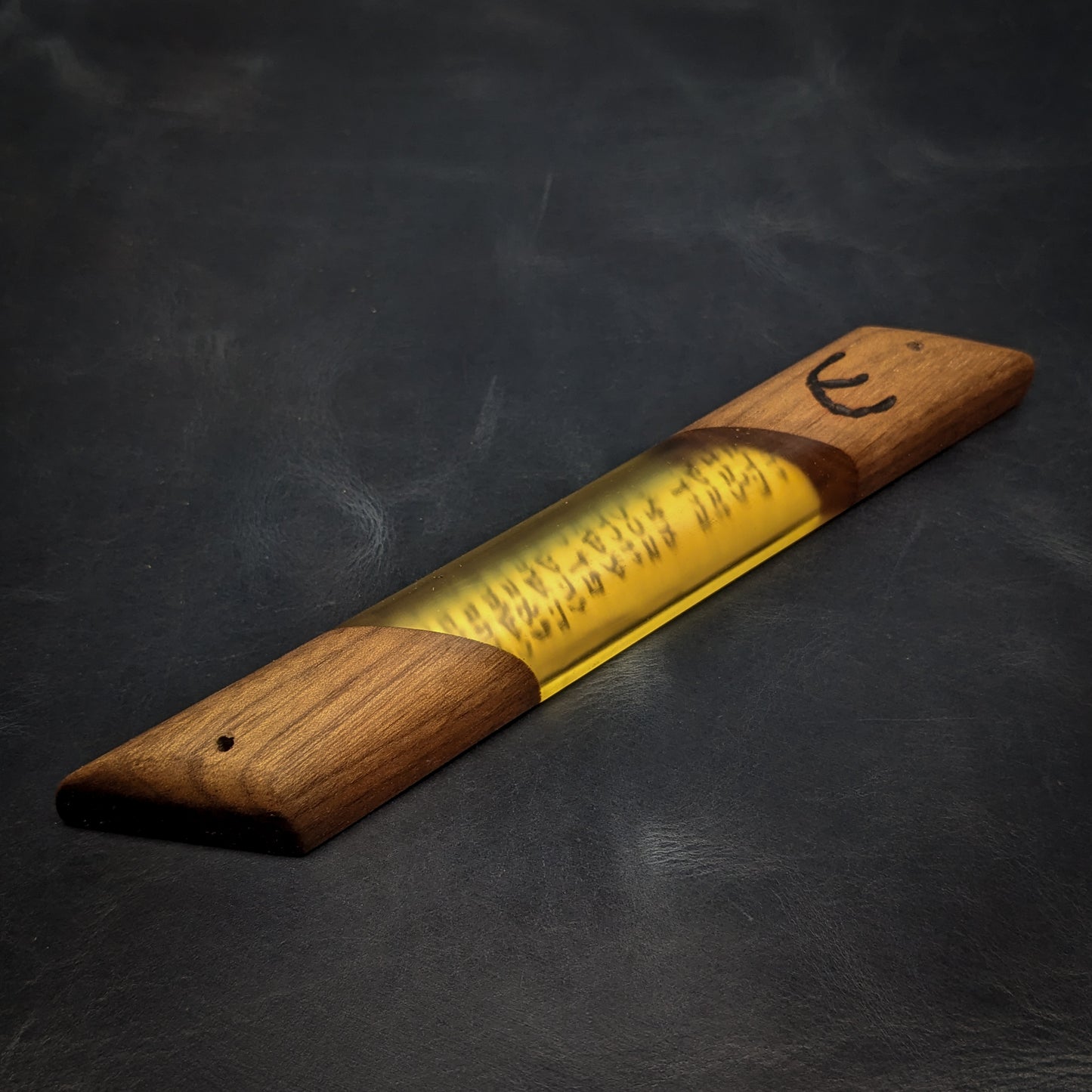 Yellow Walnut Wood and Resin Window Mezuzah