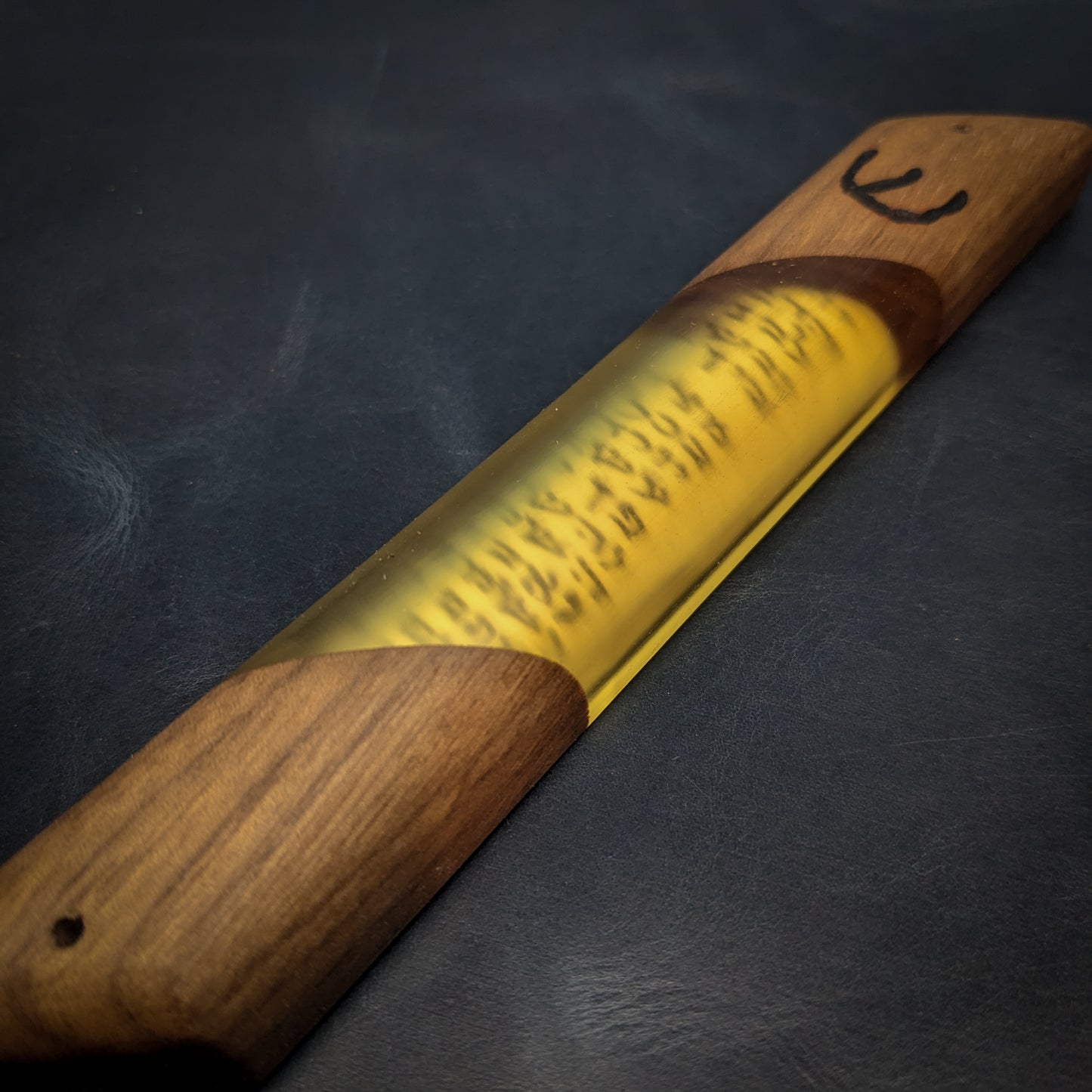 Yellow Walnut Wood and Resin Window Mezuzah