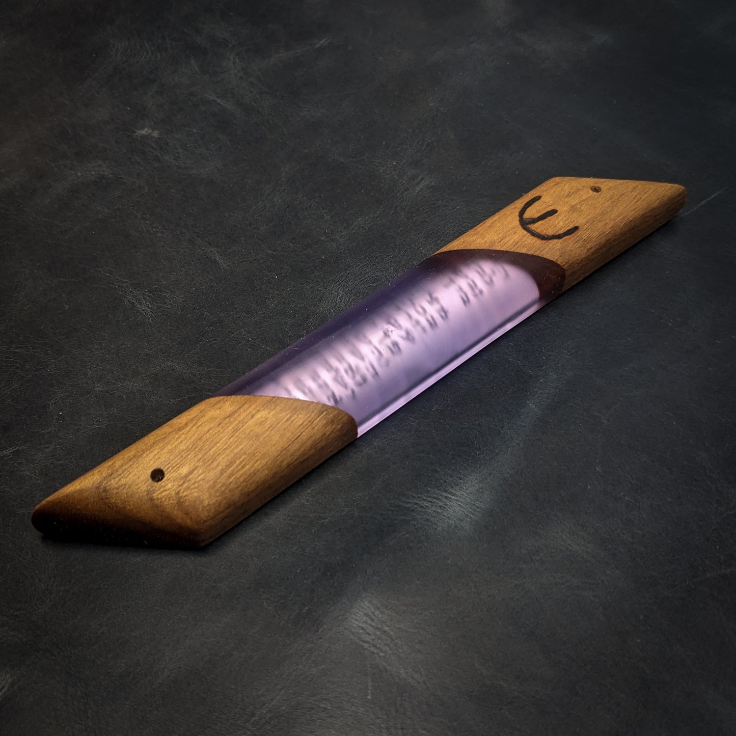 Purple Walnut Wood and Resin Window Mezuzah