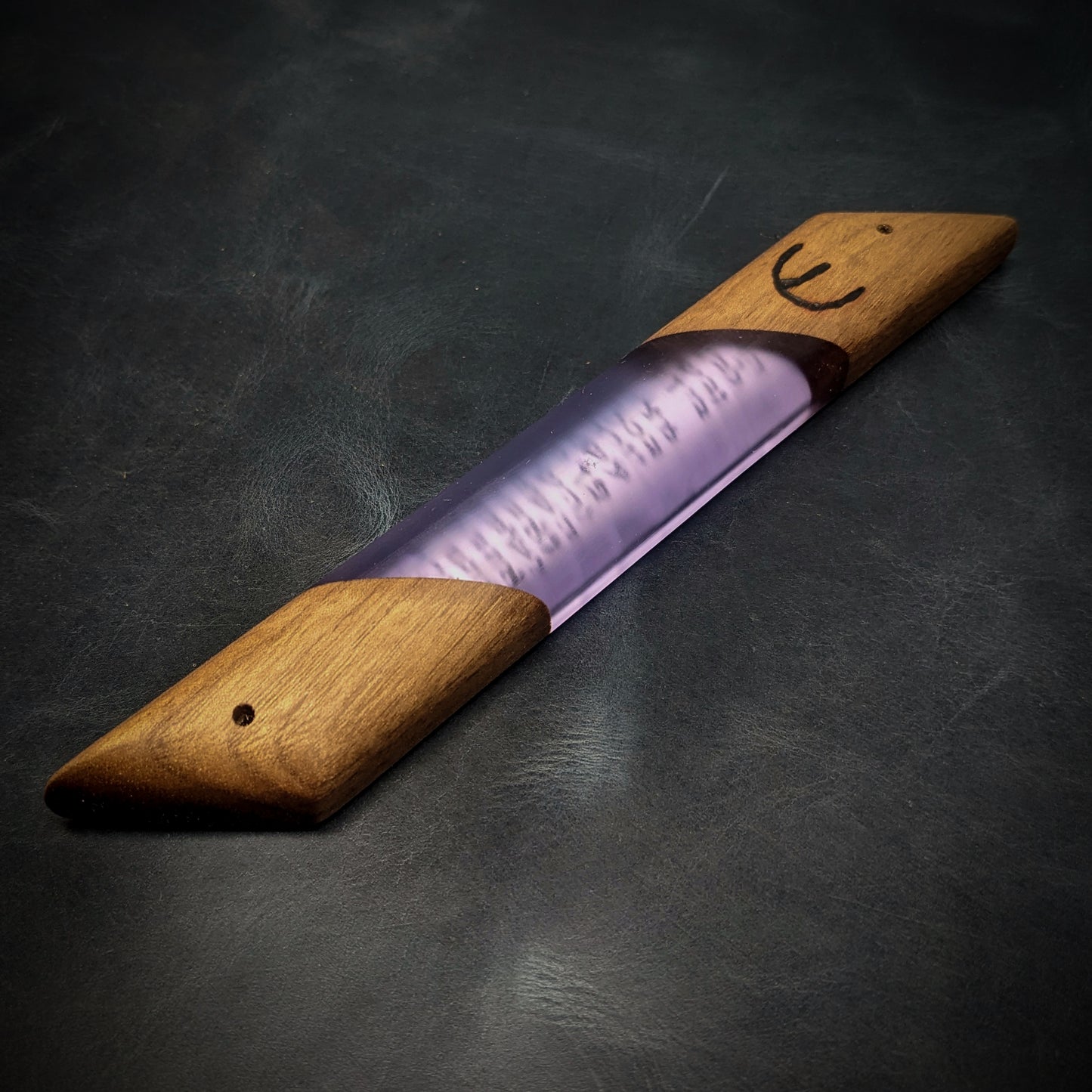 Purple Walnut Wood and Resin Window Mezuzah
