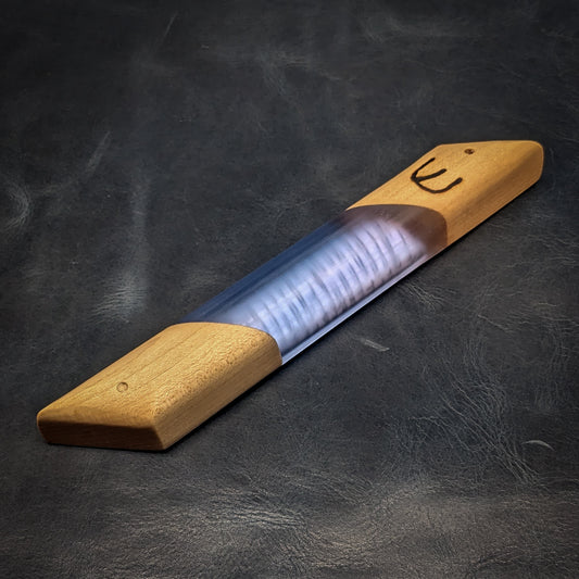 Maple and Blue Resin Window Mezuzah