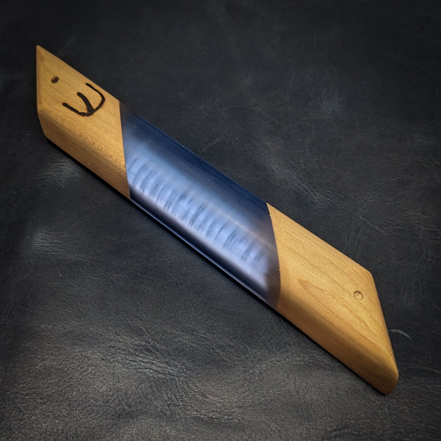 Maple and Blue Resin Window Mezuzah