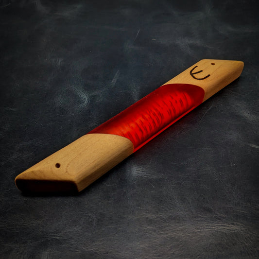 Maple and Red Resin Window Mezuzah