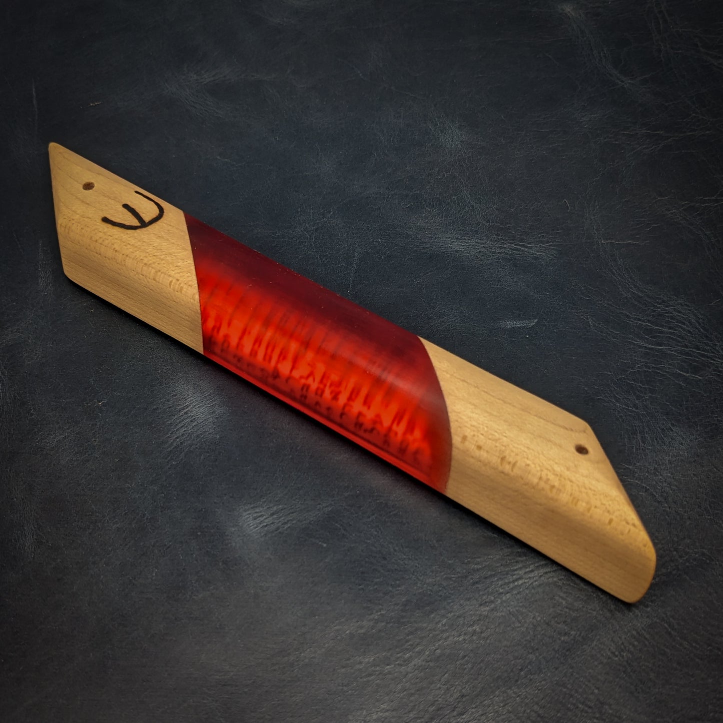 Maple and Red Resin Window Mezuzah