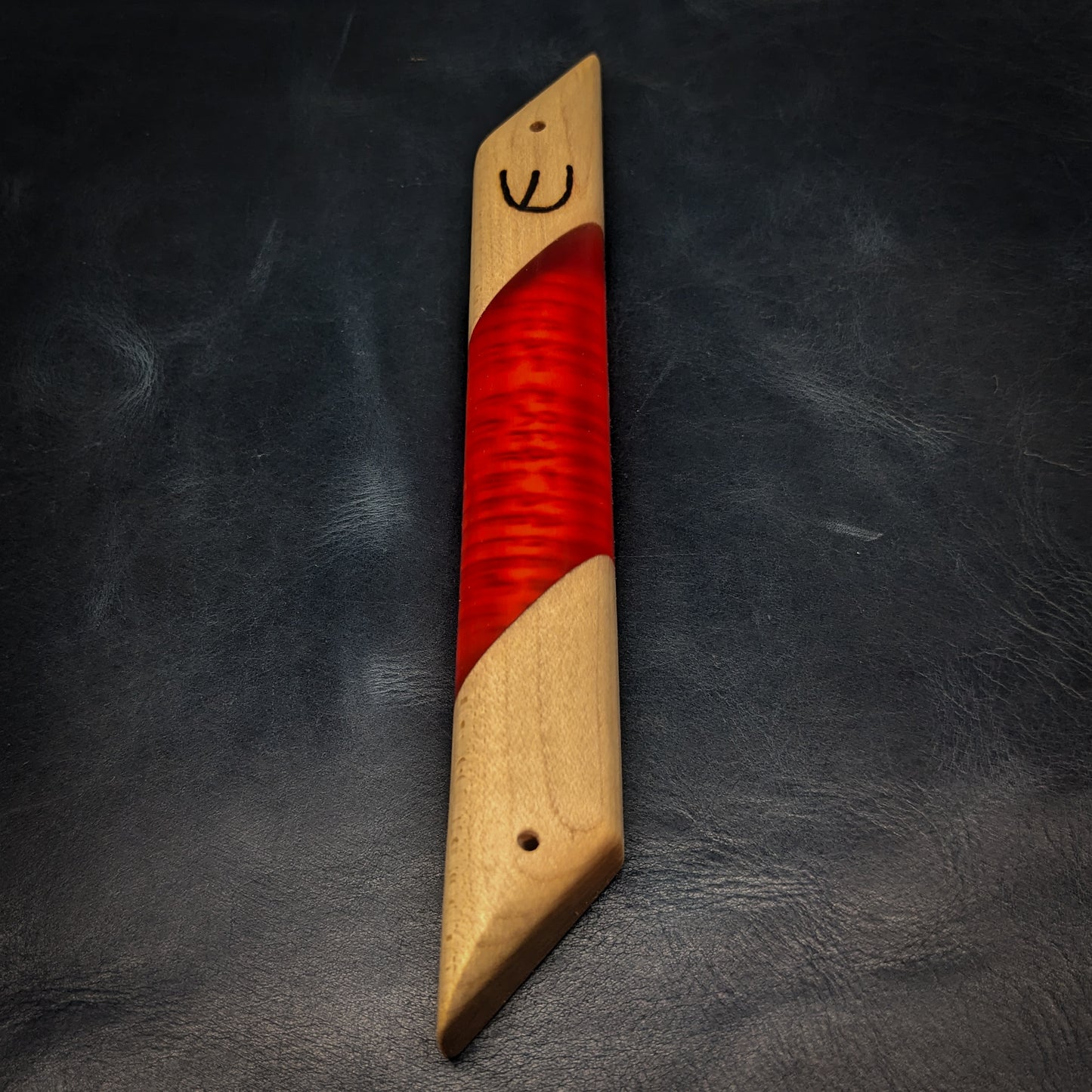 Maple and Red Resin Window Mezuzah