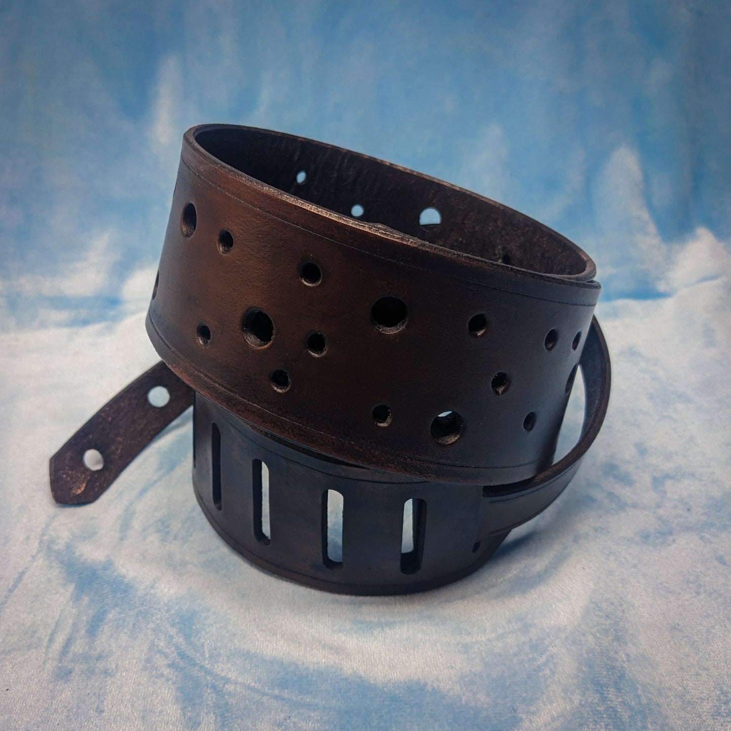 Dark Punched Leather Guitar Strap