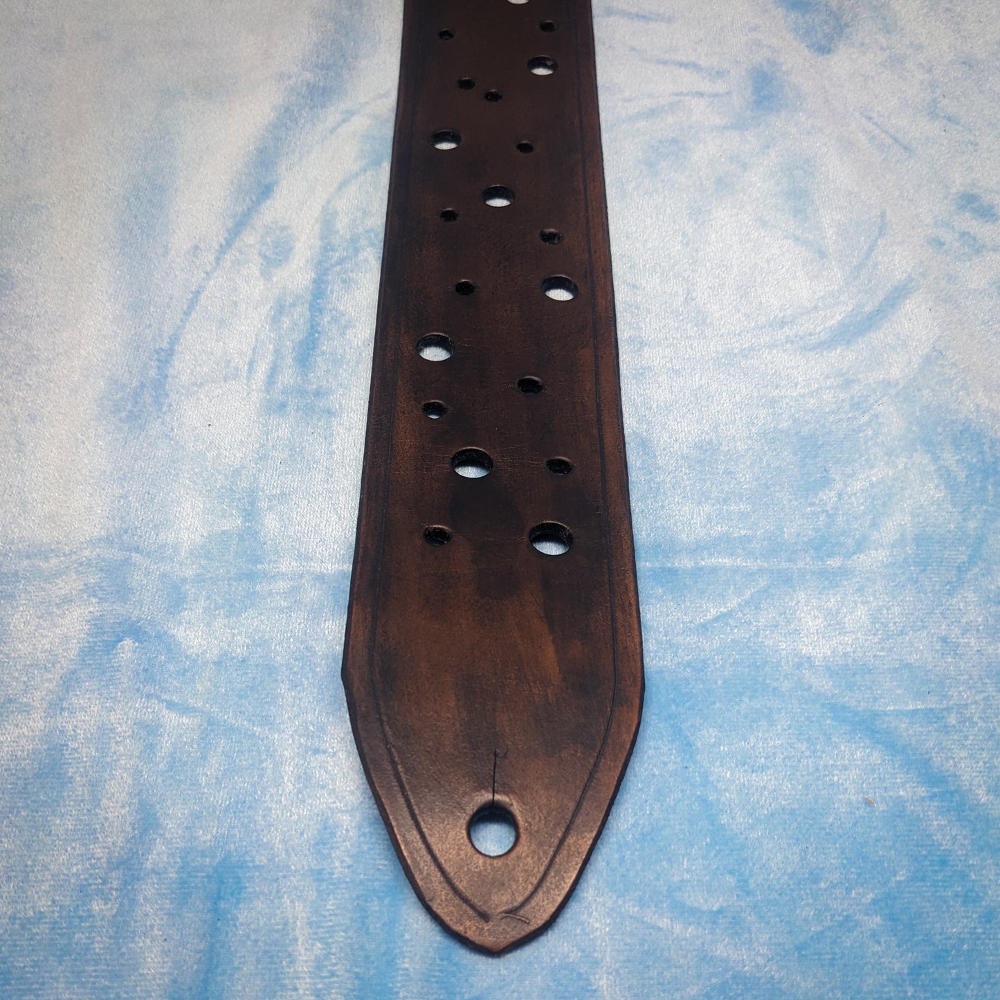 Dark Punched Leather Guitar Strap