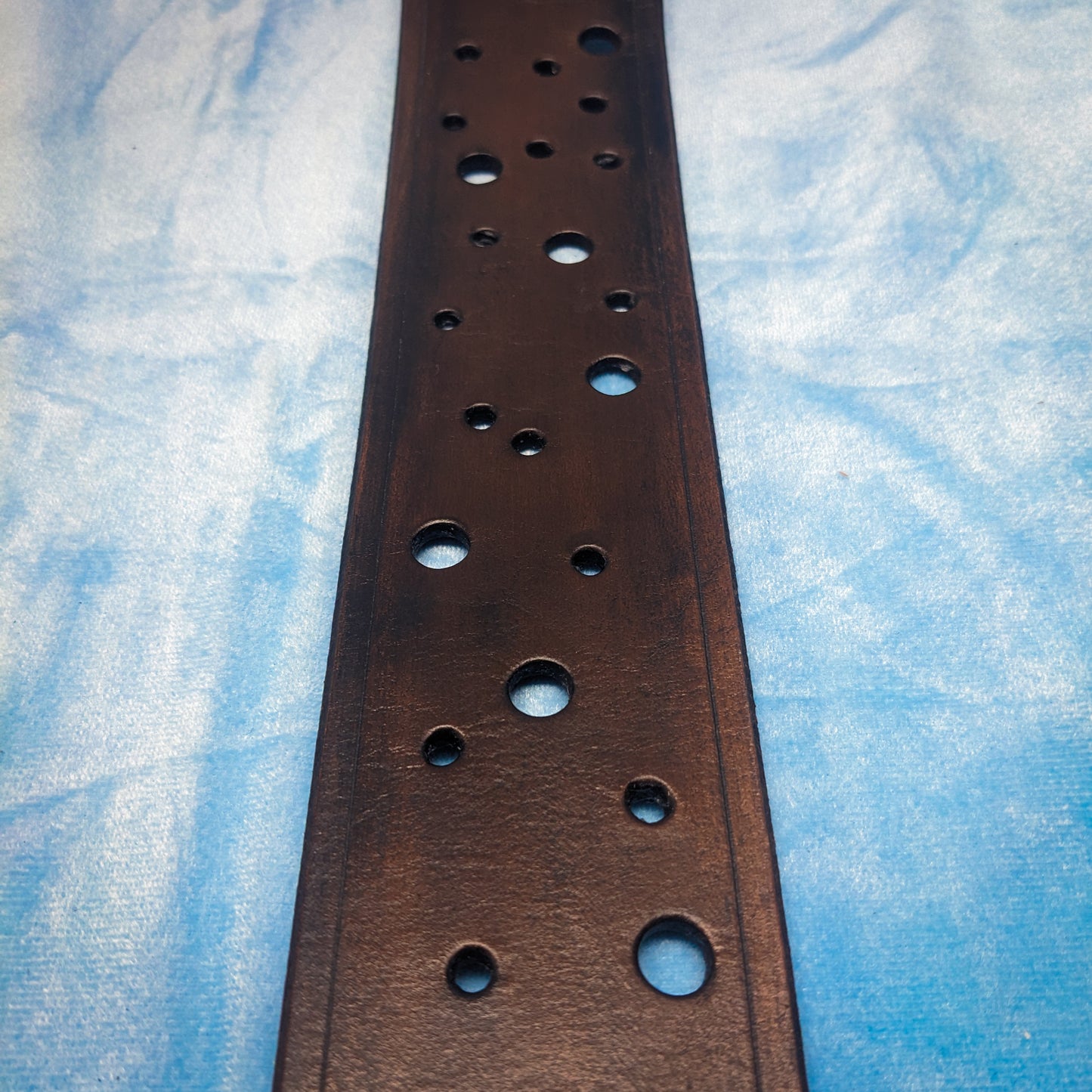 Dark Punched Leather Guitar Strap
