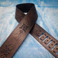 Dark Floral Tooled Leather Guitar Strap