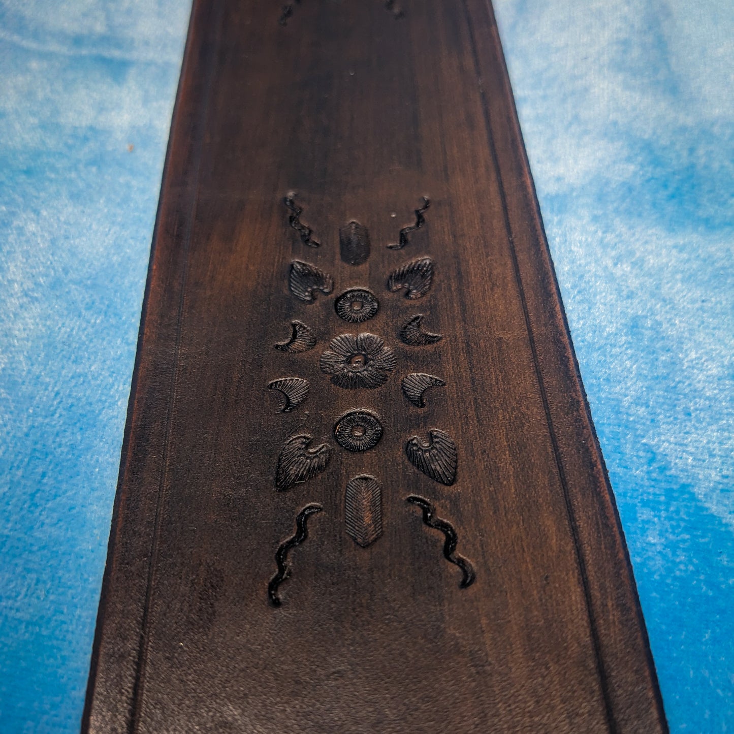Dark Patterned Leather Guitar Strap