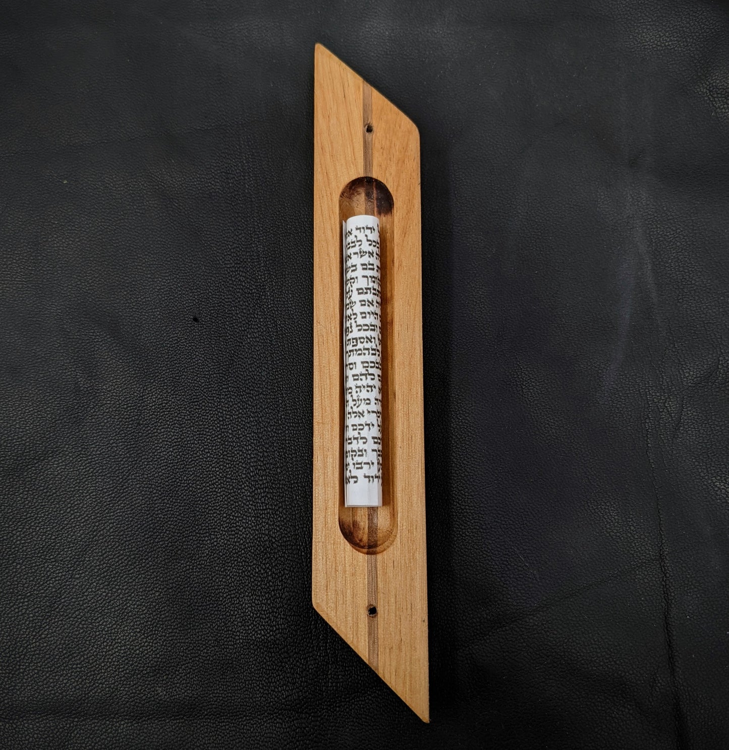 Diagonal Wooden Mezuzah