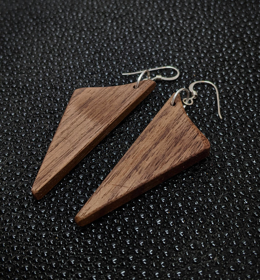 Walnut Swoop Dangle Earrings