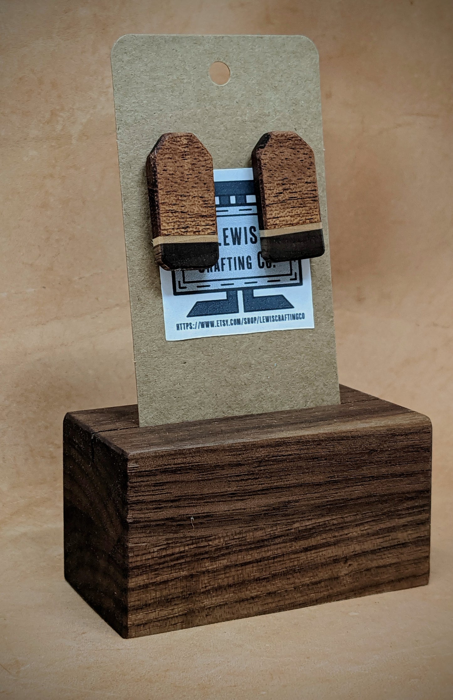 Mahogany Rectangle Stud Earrings