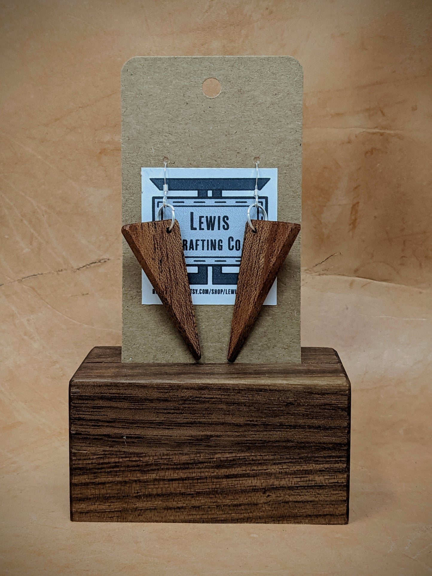 Mahogany Triangle Dangle Earrings