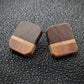 Walnut Stripe Squares Stud Earrings