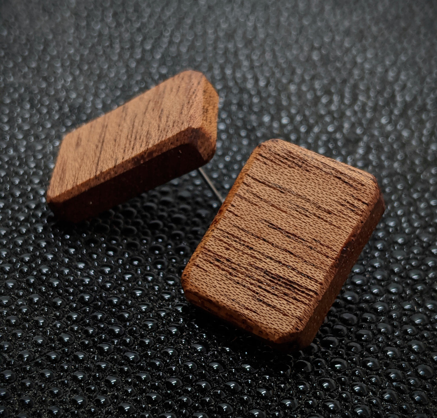 Mahogany Rectangle Stud Earrings