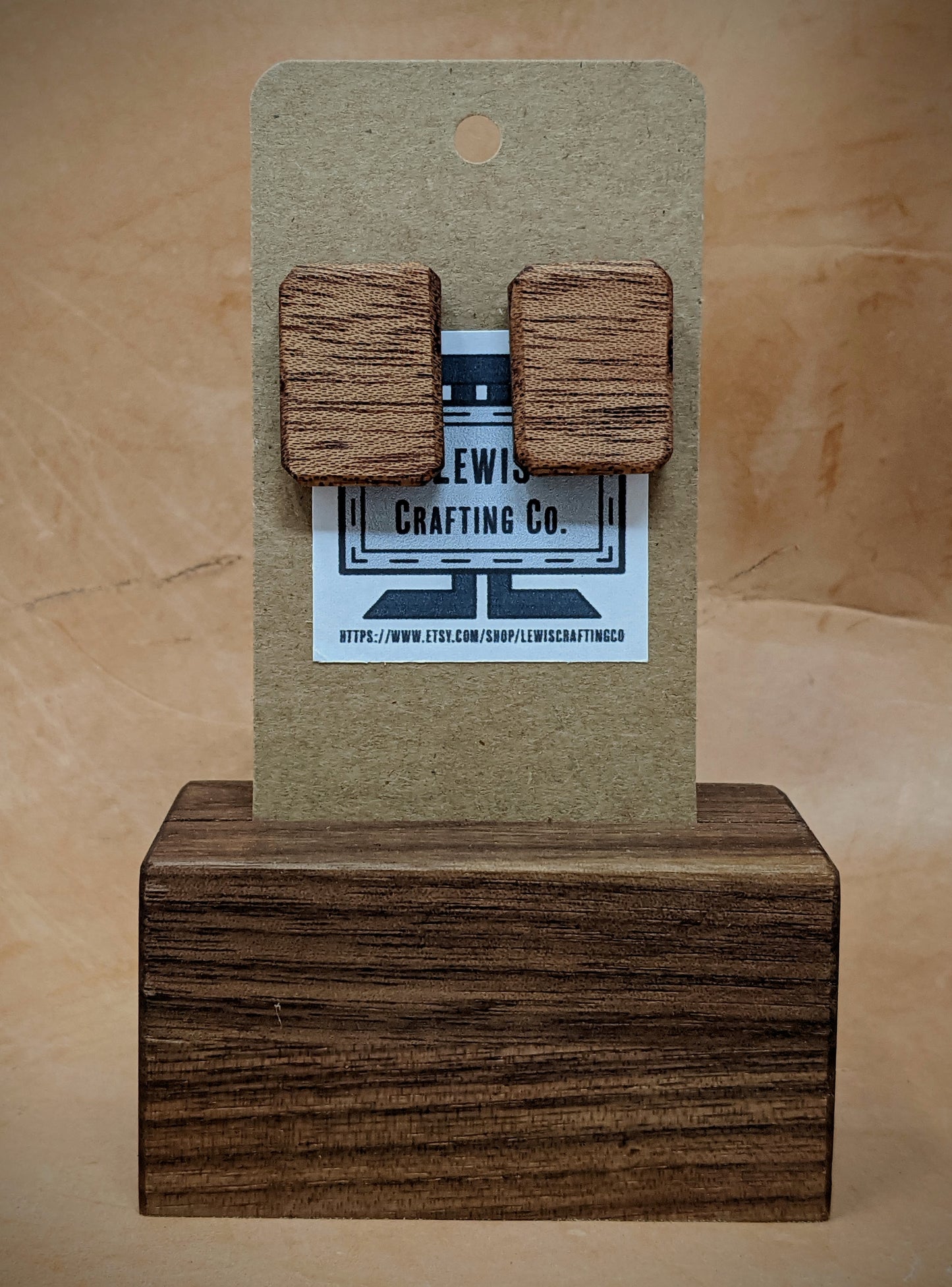 Mahogany Rectangle Stud Earrings