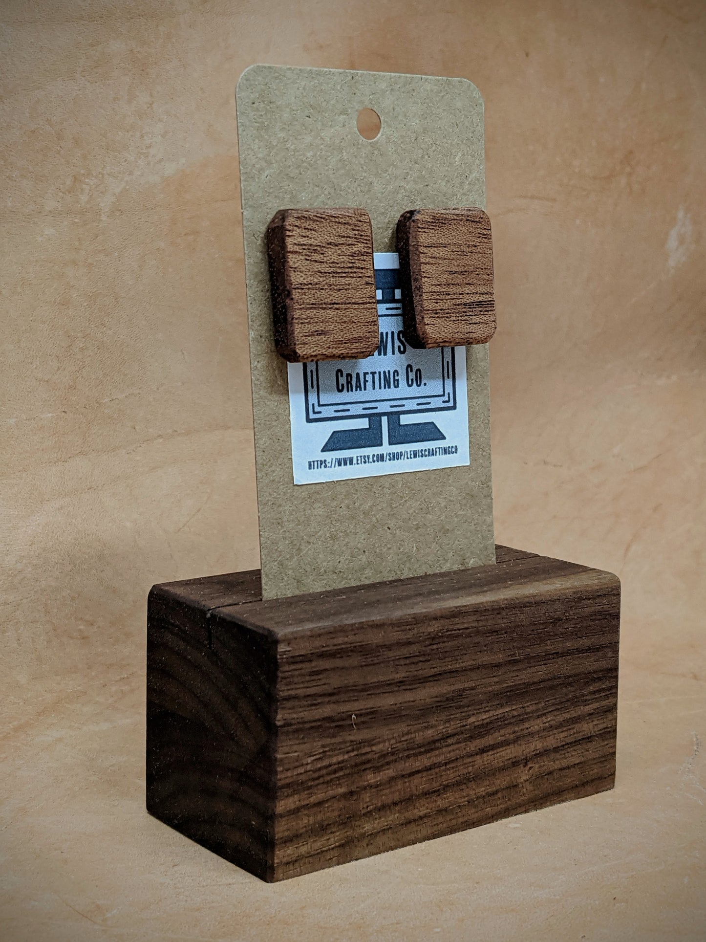 Mahogany Rectangle Stud Earrings
