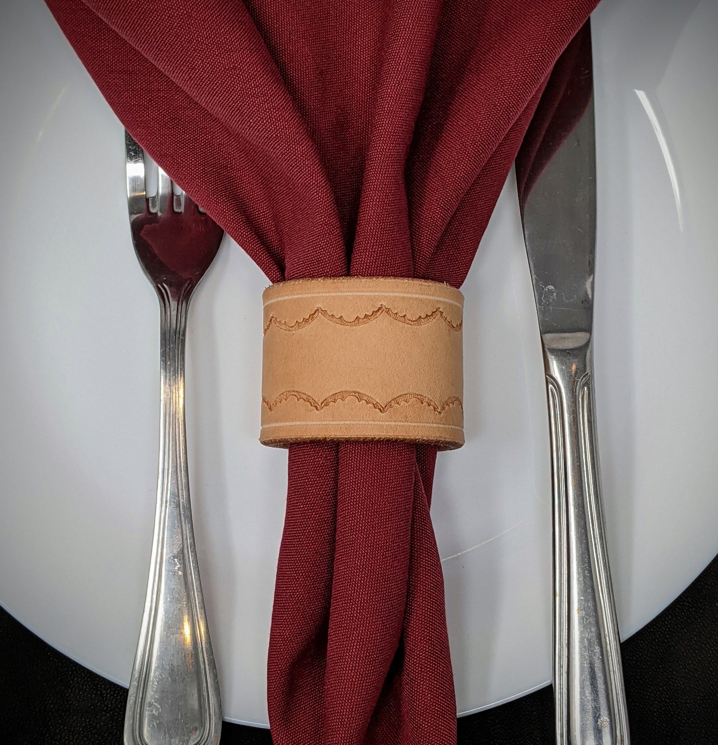 Tooled Leather Napkin Rings