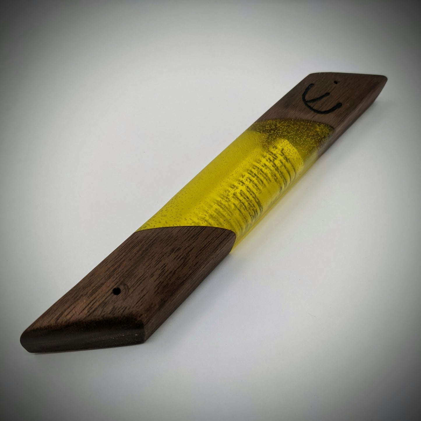 Bright Yellow Diagonal Wood and Resin Window Mezuzah