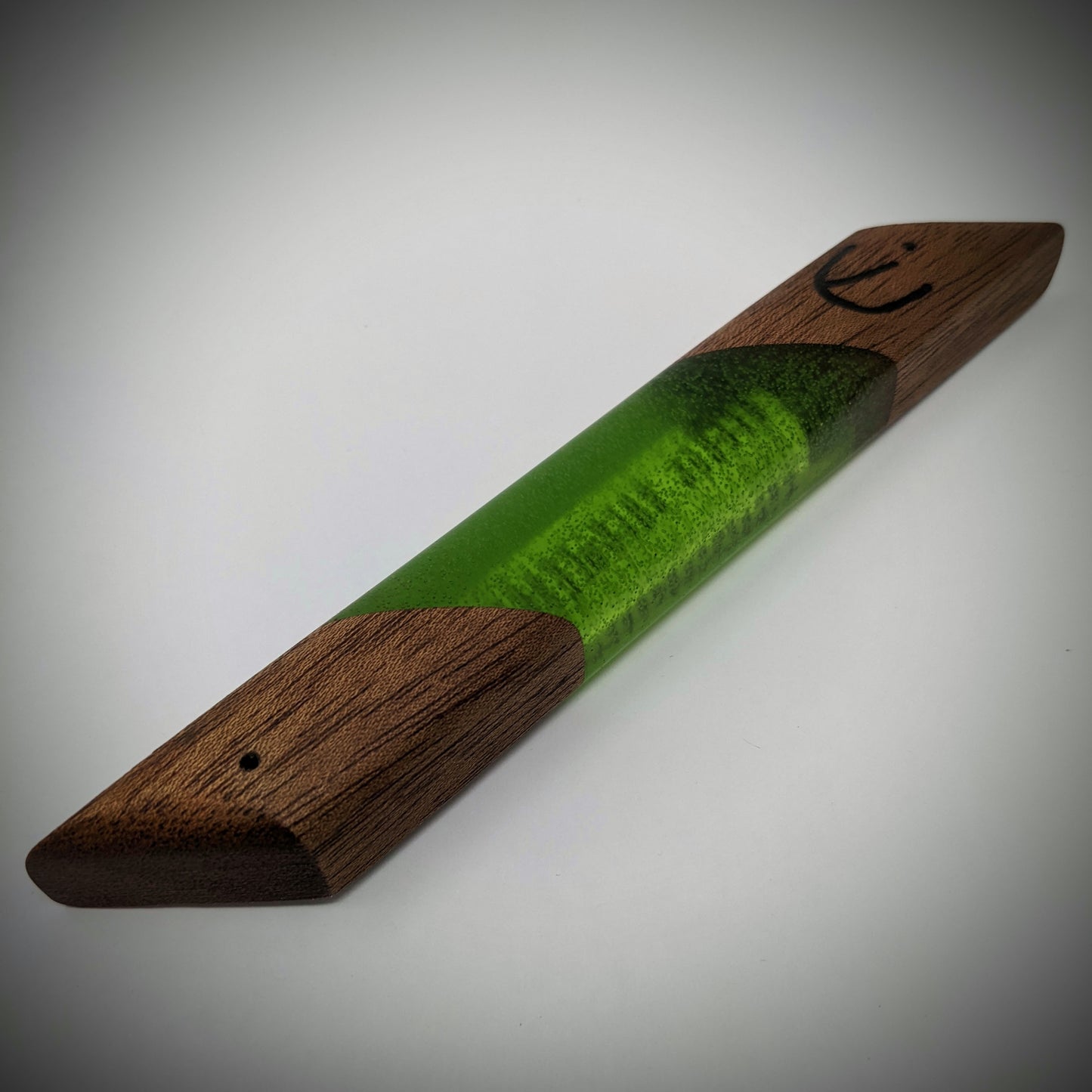 Apple Green Diagonal Wood and Resin Window Mezuzah