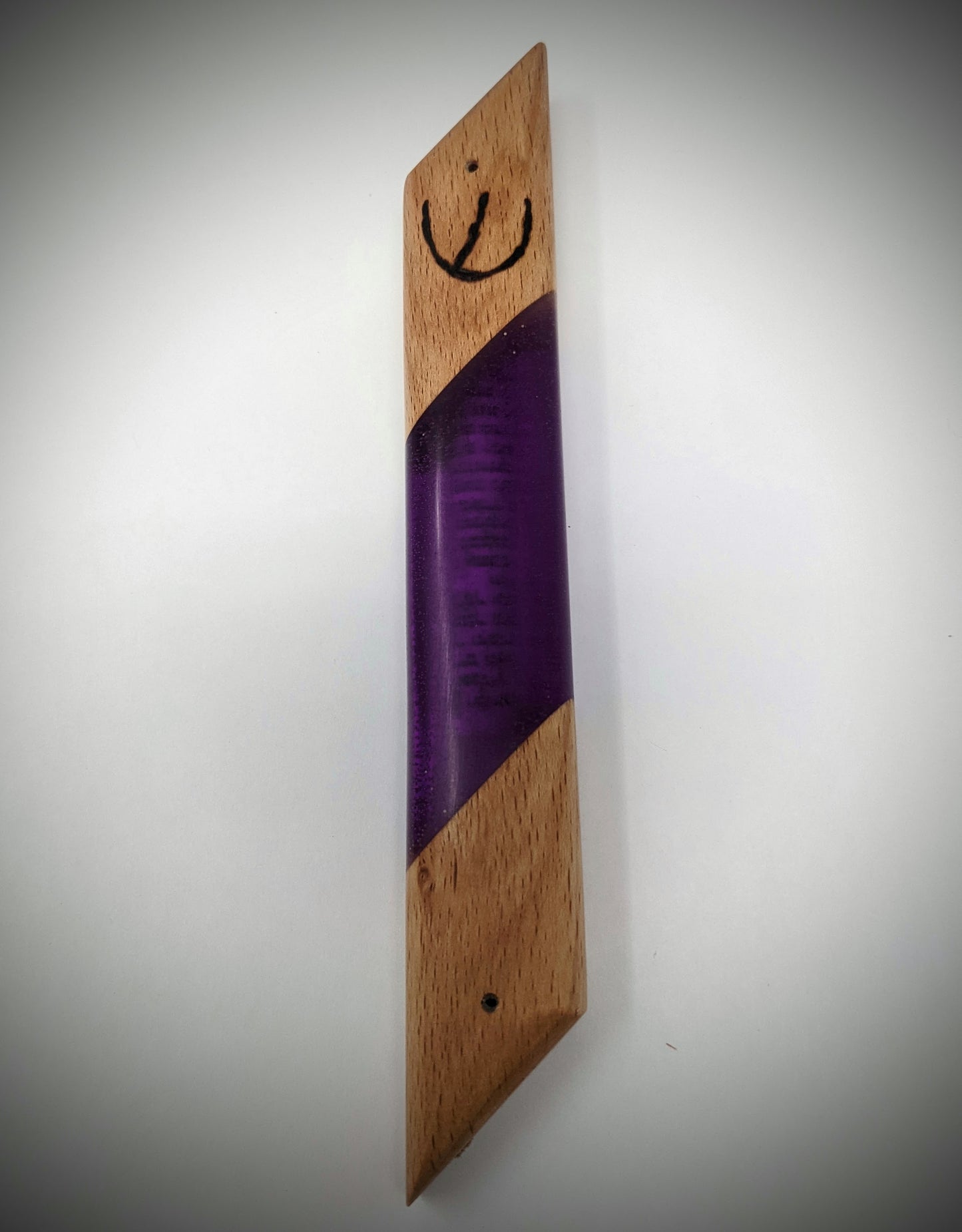 Deep Pink Diagonal Wood and Resin Window Mezuzah