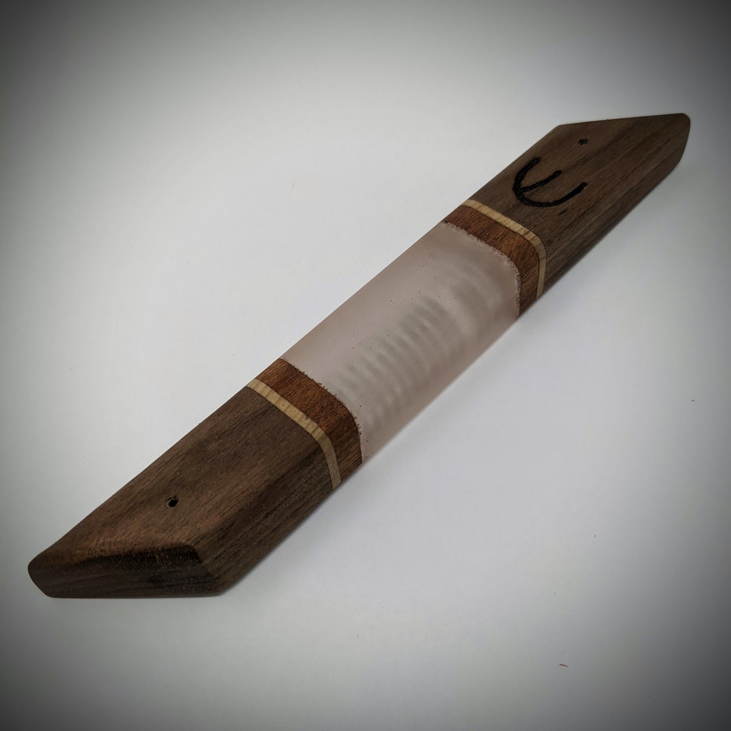 Walnut Diagonal Wood and Resin Window Mezuzah