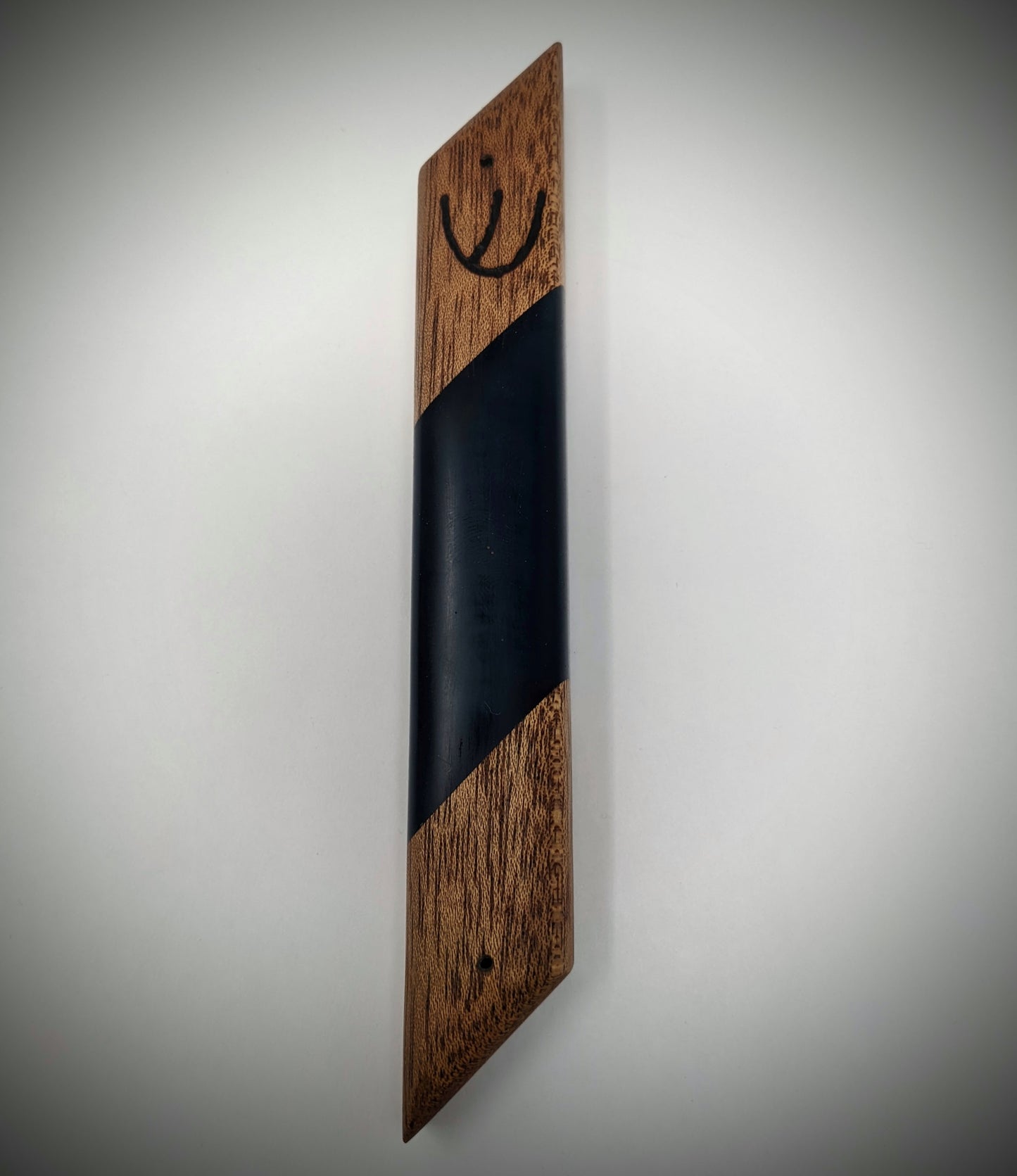 Deep Blue Diagonal Wood and Resin Mezuzah